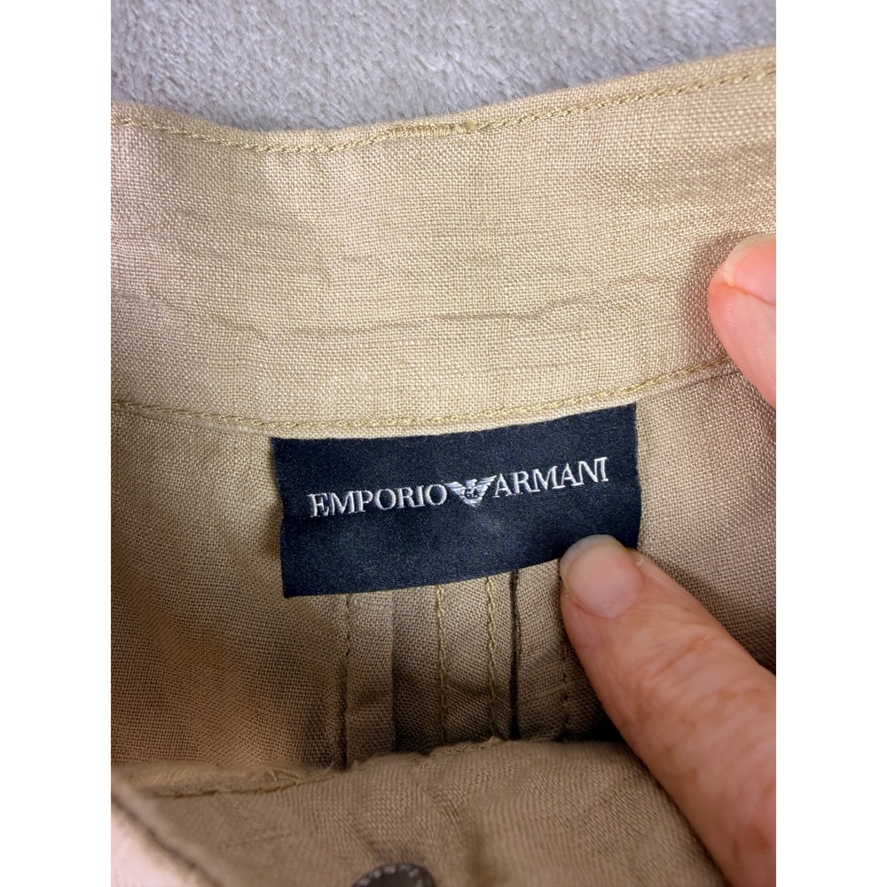 Emporio Armani Womens Size 26 Linen Beige High Waist Wide Leg Trousers Pants - Picture 5 of 12